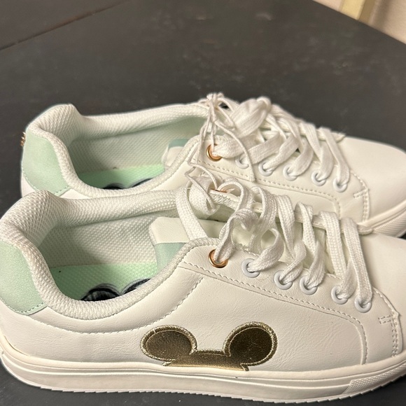 Disney White and Mint Sneakers with Gold Mickey Accent - Picture 1 of 6